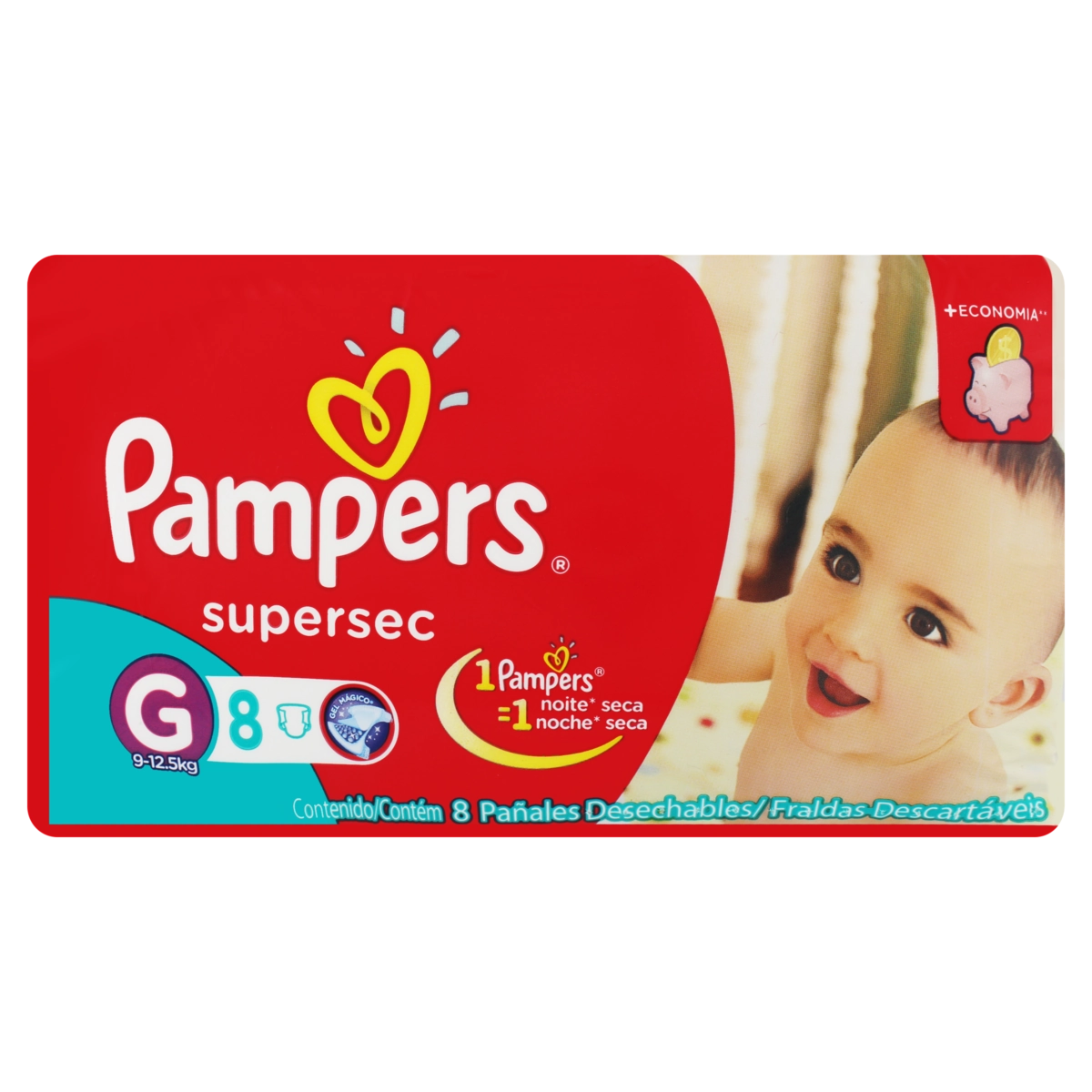Fralda Descartável Infantil Pampers Supersec G Pacote 8 Unidades
