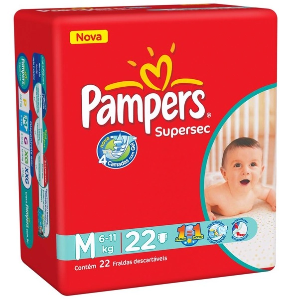Pampers Supersec M 22 Unidades