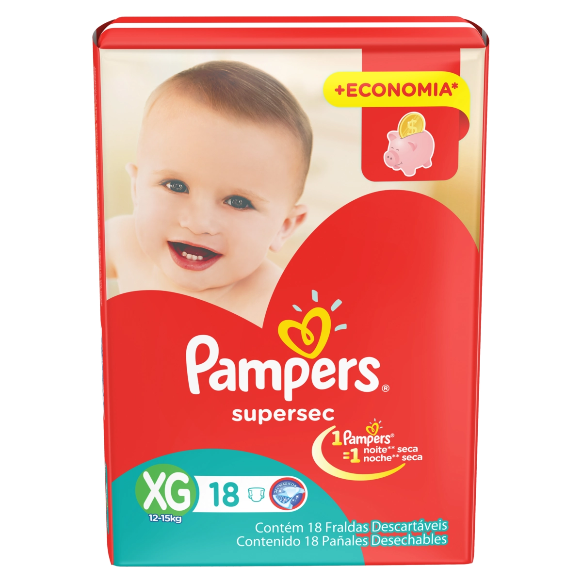 Fralda Descartável Infantil Pampers Supersec Xg Pacote 18 Unidades