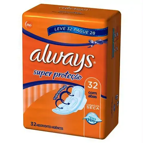 Absorvente Com Abas Seca Always Super Proteção Pacote 32 Unidades Leve Mais Pague Menos