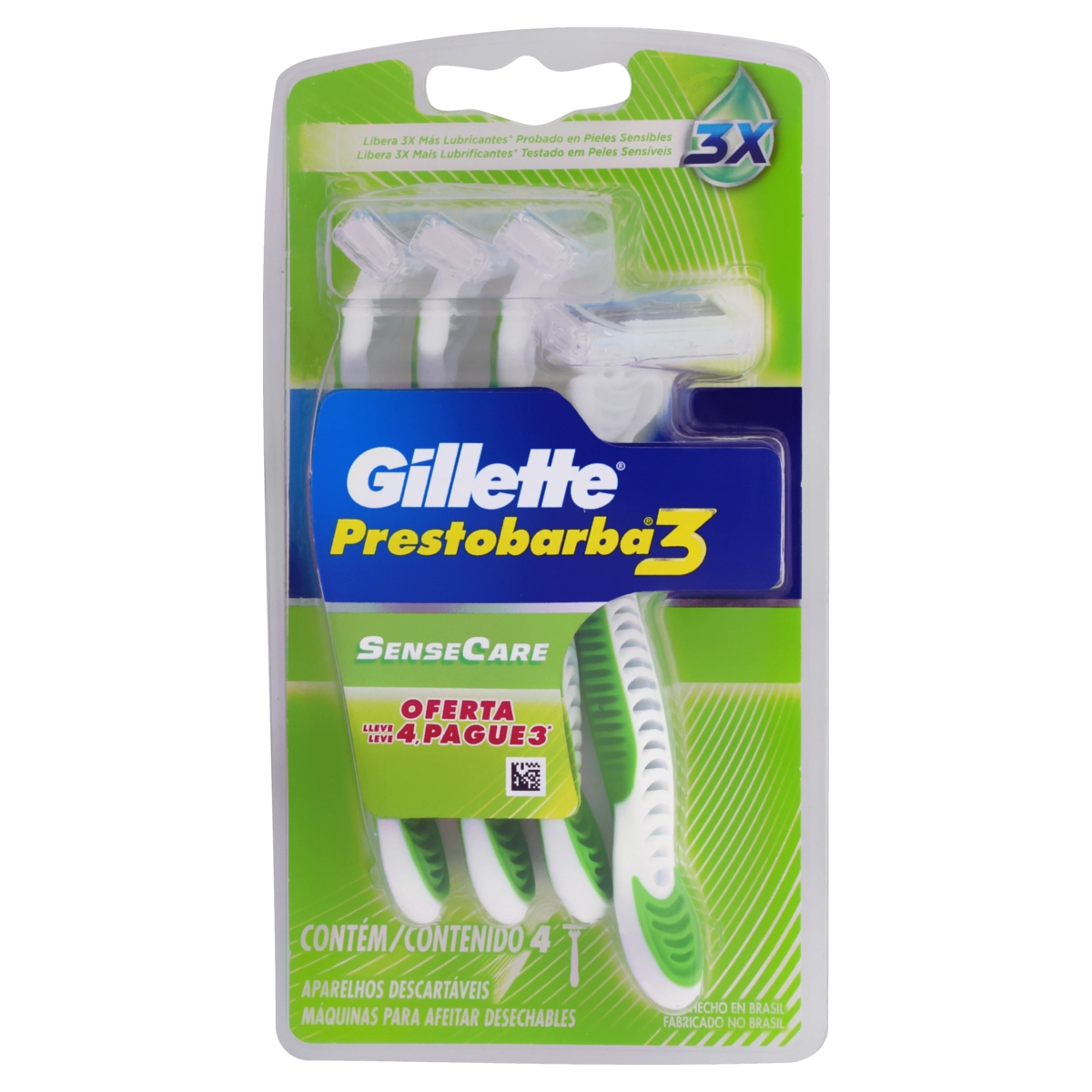 Aparelho Descartável Para Barbear Gillette Prestobarba3 Sensecare Leve 4 Pague 3 Unidades