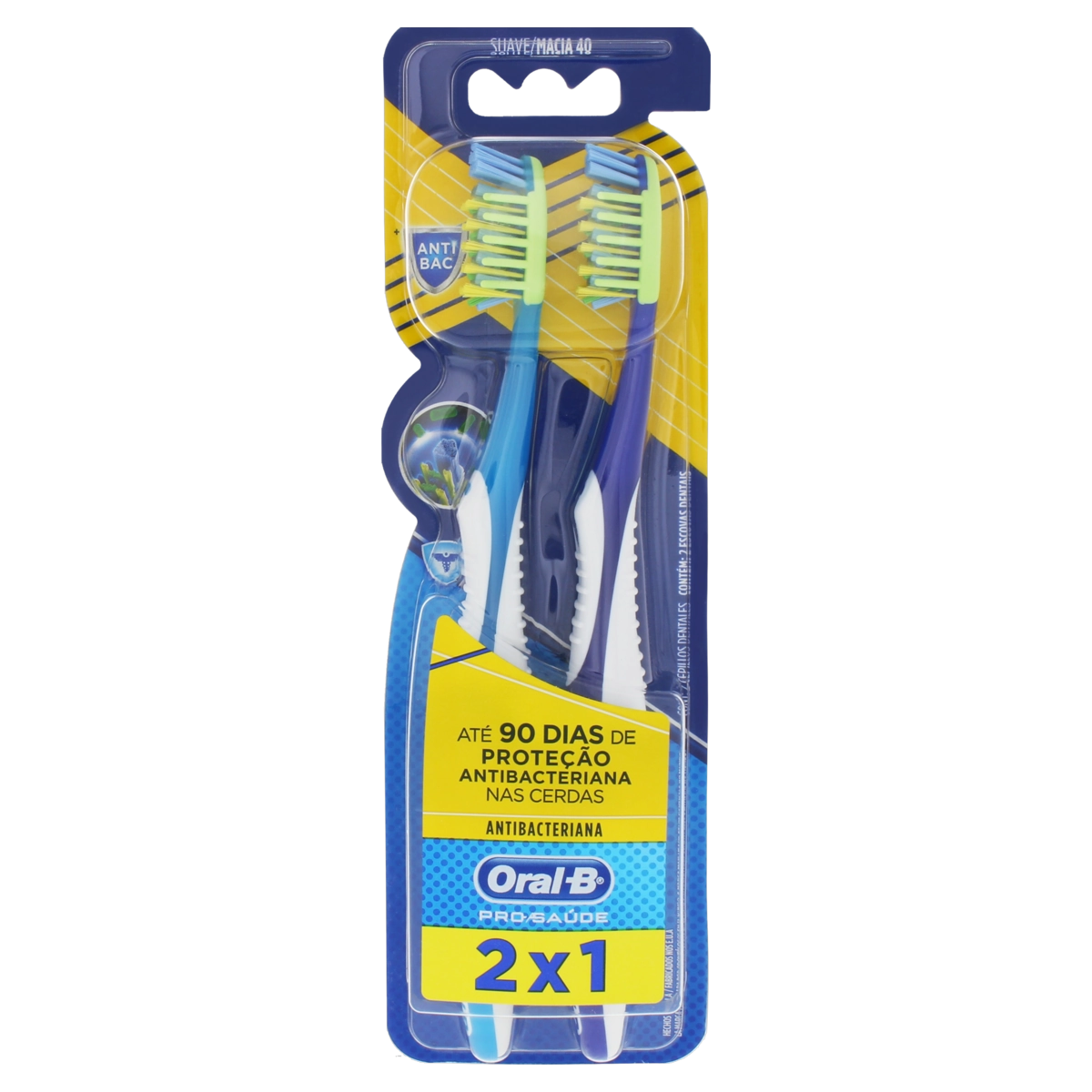 Escova Dental Macia Antibactéria Oral B Pro Saúde 2 Unidades