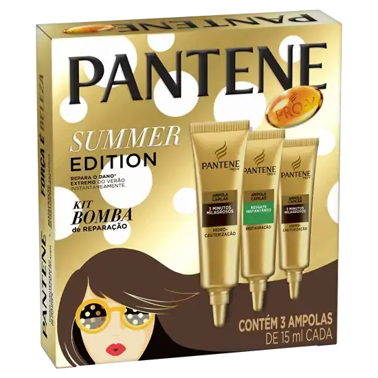 Ampola De Tratamento Pantene Bomba De Reparação 3 Unidades 15ml Cada Summer Edition