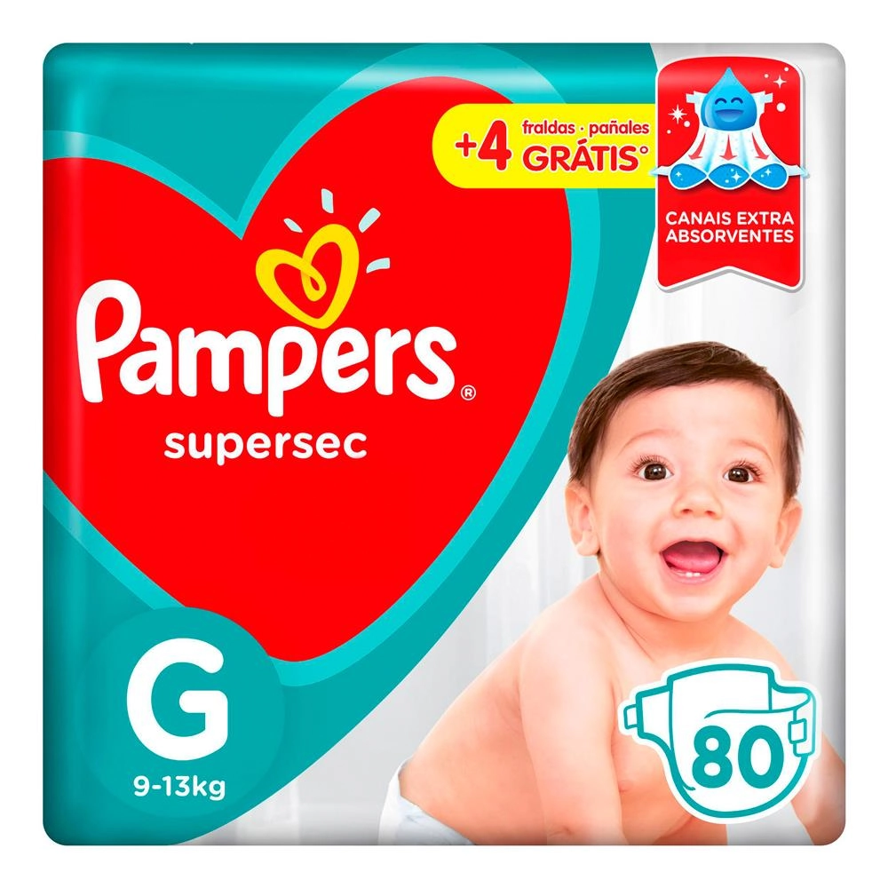 Fralda Descartável Infantil Pampers Supersec G Pacote 84 Unidades