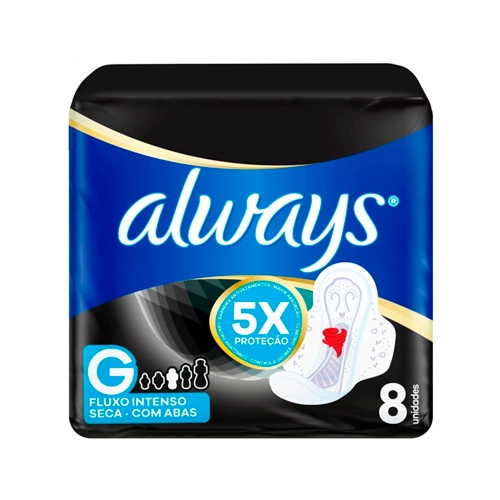 Absorvente Com Abas Seca Always Noturno Grande Pacote 8 Unidades