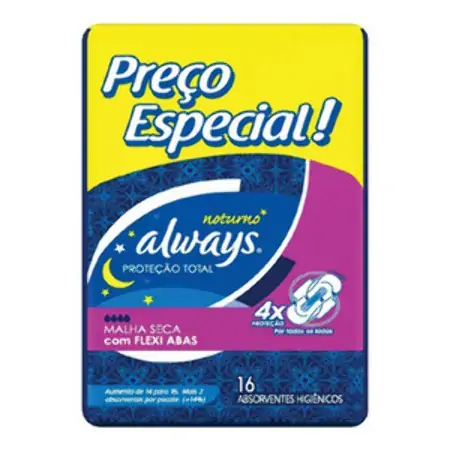 Always Always Proteção Total Malha Seca Com Abas 16 Unidades