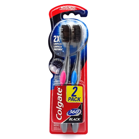 Escova Dental Macia Carvão Colgate 360° 2 Unidades