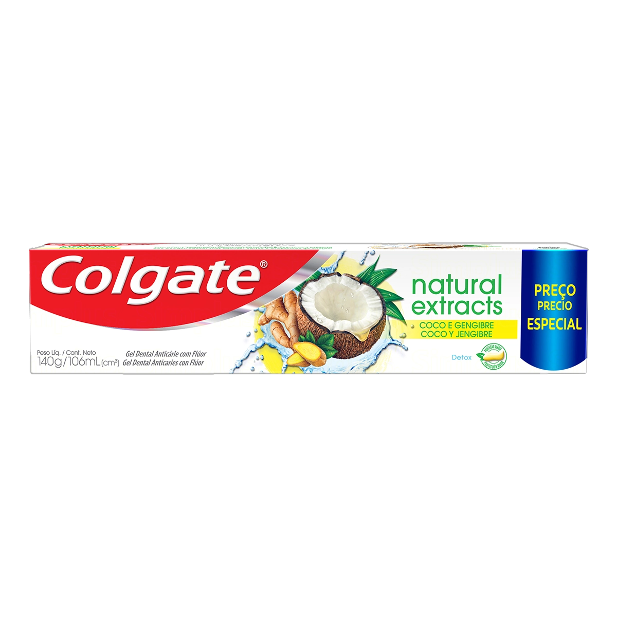 Gel Dental Coco E Gengibre Colgate Natural Extracts Detox Caixa 140g