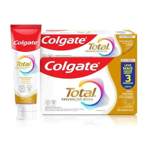 Pack Creme Dental Antitártaro Colgate Total 12 Caixa 3 Unidades 90g Cada