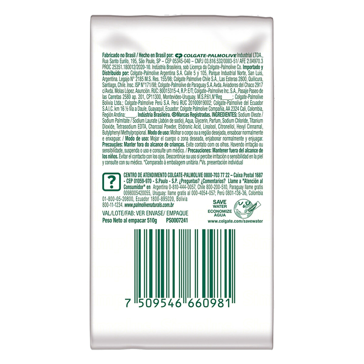 Pack Sabonete Barra Sensação Purificante Carvão Palmolive Naturals Envoltório 510g Leve 6 Pague Meno