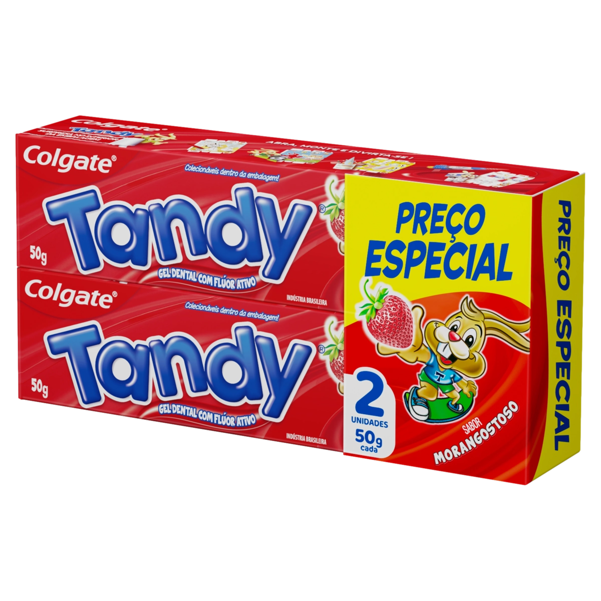 Pack Gel Dental Infantil Com Flúor Morangostoso Colgate Tandy Caixa 2 Unidades 50g Cada