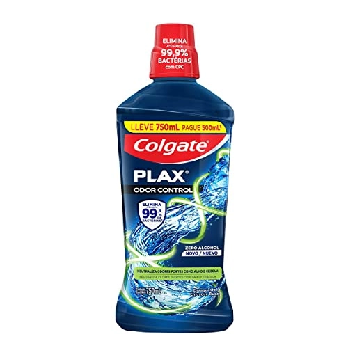 Enxaguante Bucal Zero álcool Colgate Plax Odor Control Frasco Leve 750ml Pague 500ml