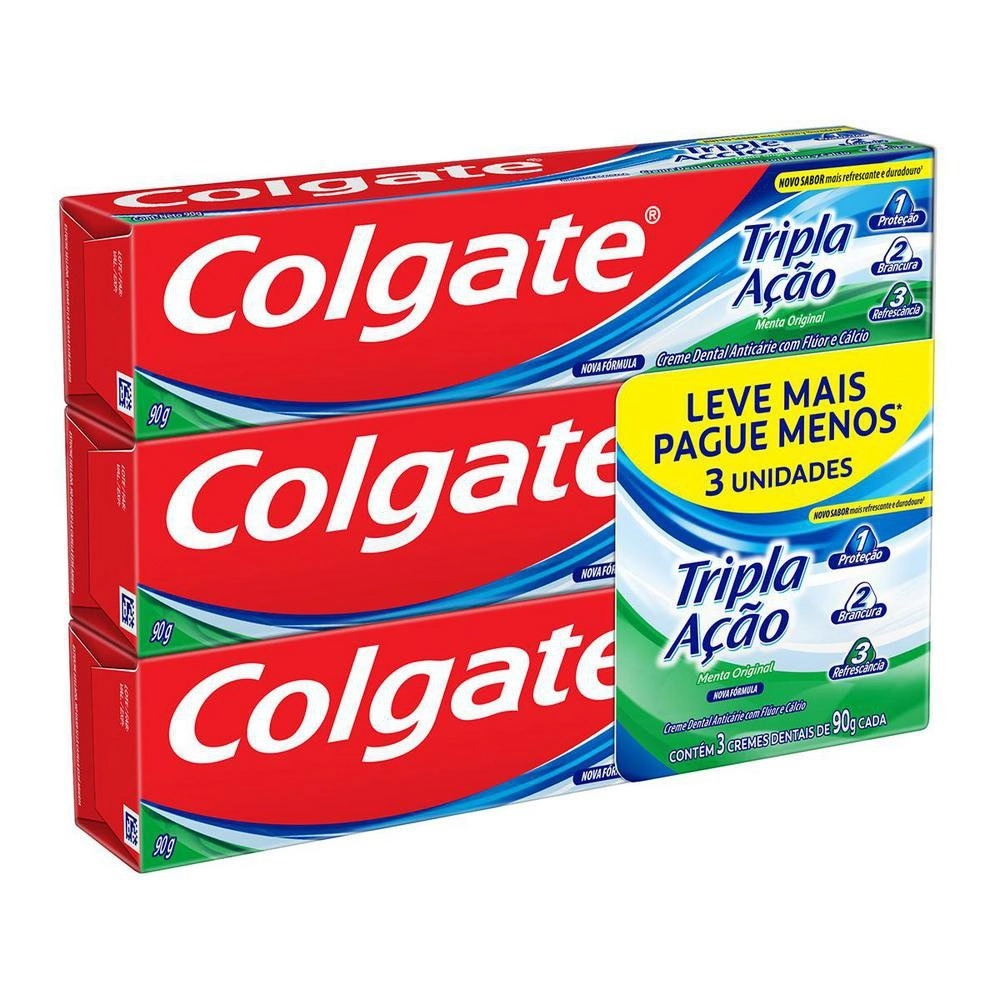 Cr Dent Colgate Tripla Acao Menta Orig C/3un 90g