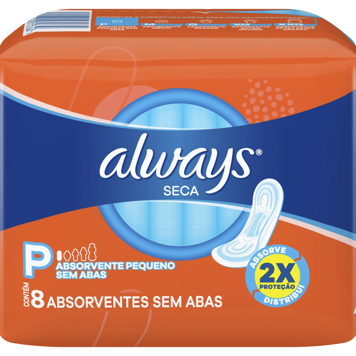 Absorvente Sem Abas Seca Always Super Proteção Pacote 8 Unidades