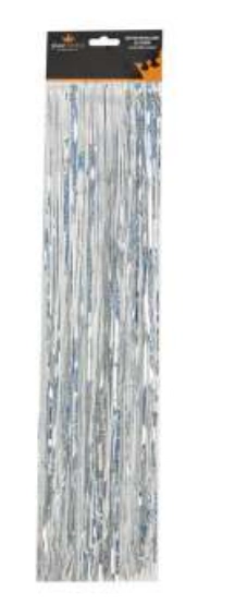 Cortina De Fita Metalizada C/glitter 25x50cm Prata Ref.ha374