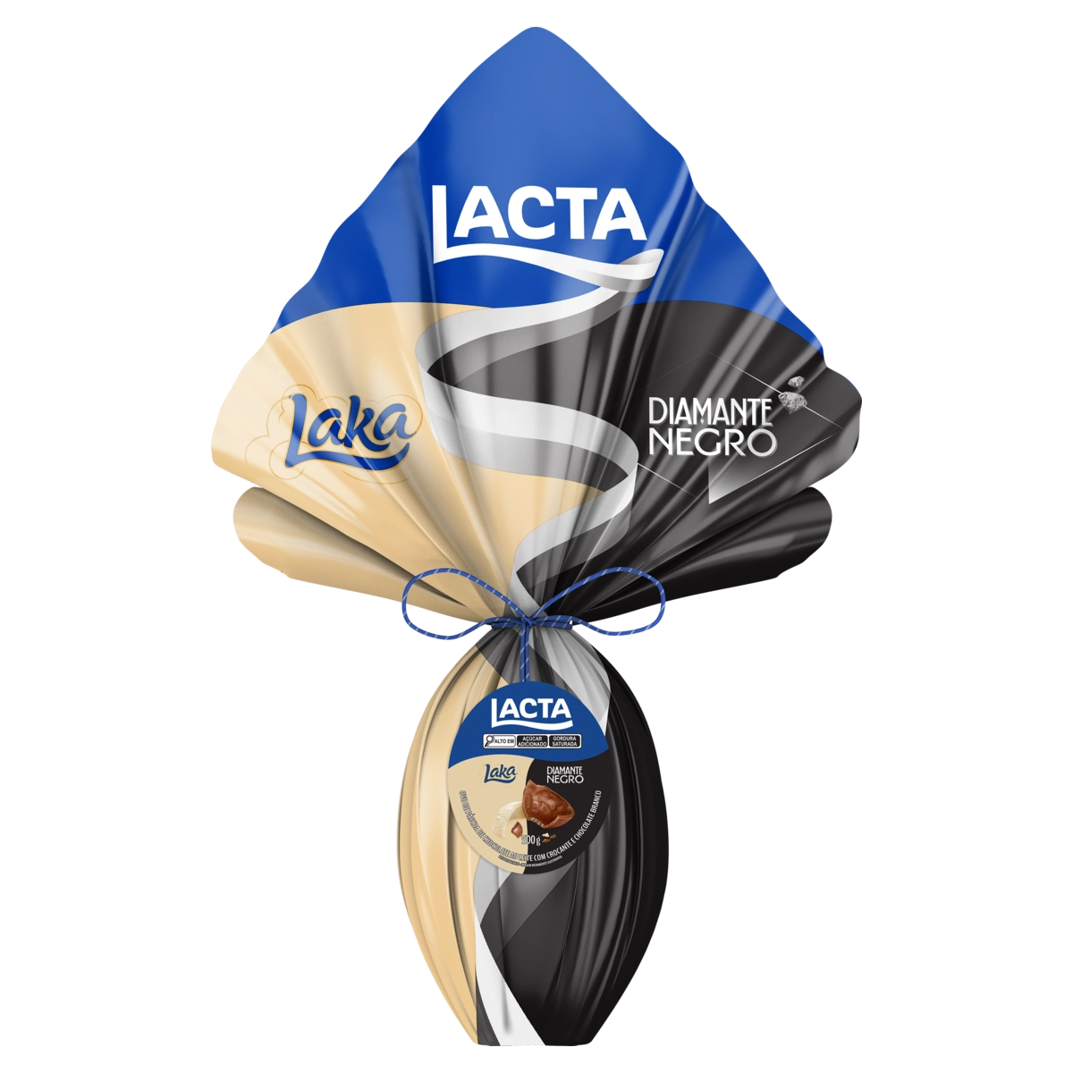 Ovo De Páscoa Ao Leite E Branco Laka Diamante Negro Lacta 494g
