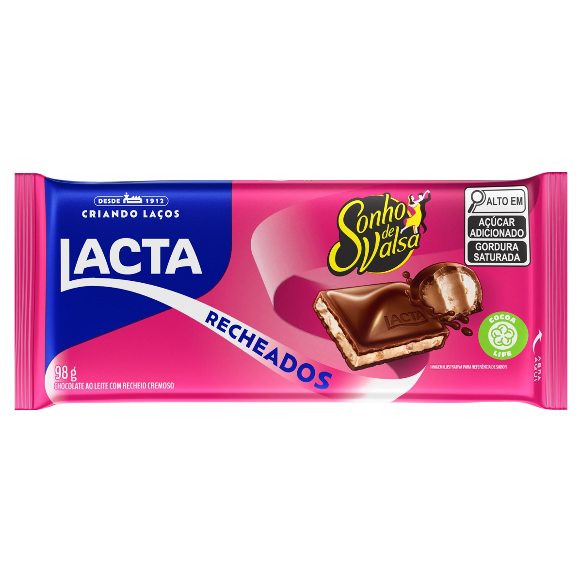 Chocolate Ao Leite Recheio Sonho De Valsa Lacta Recheados Pacote 98g
