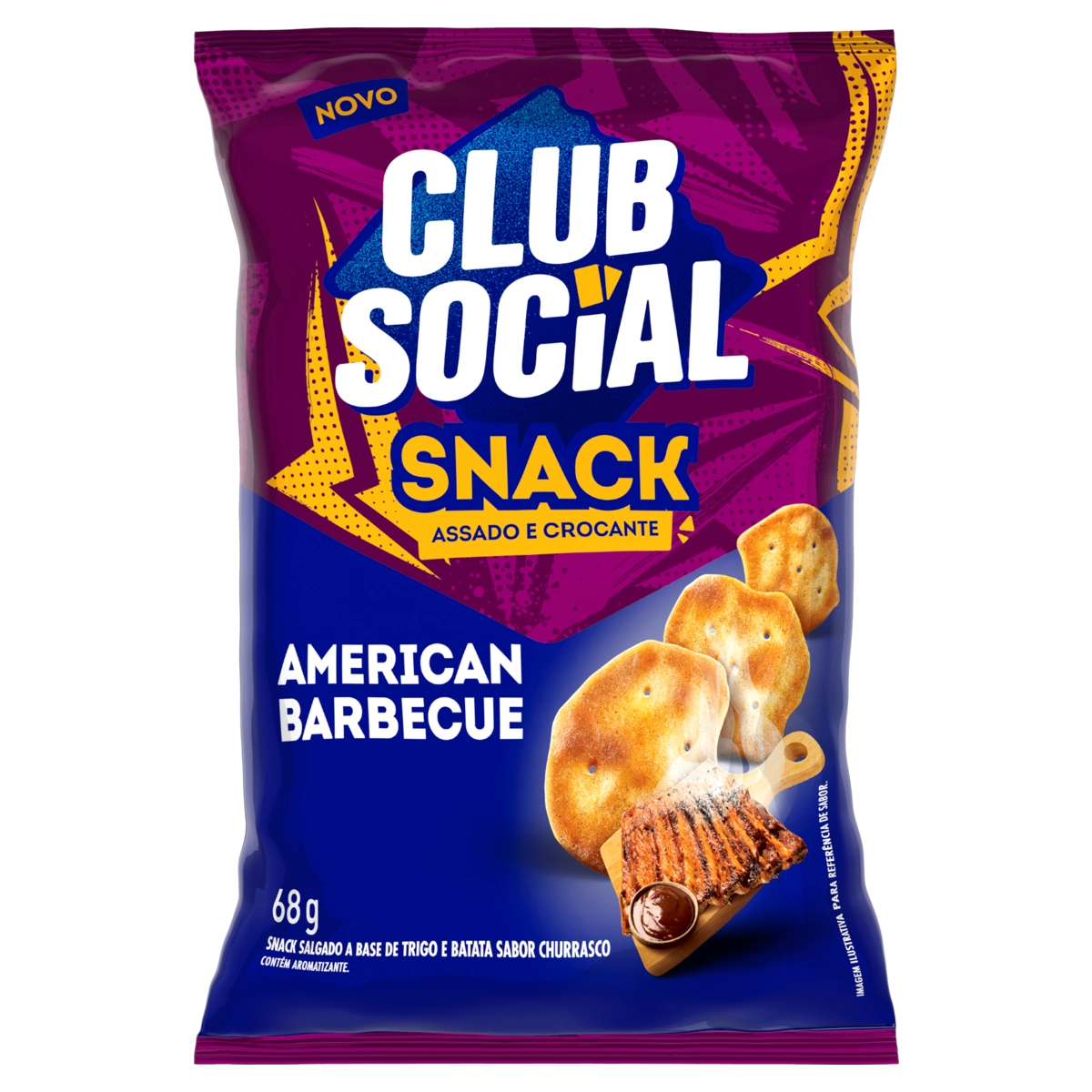 Snack Assado Crocante American Barbecue Club Social Pacote 68g