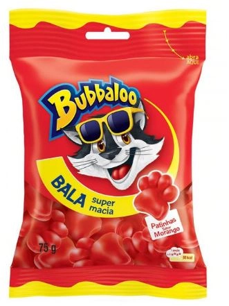 Bala Morango Patinhas Bubbaloo Pacote 75g