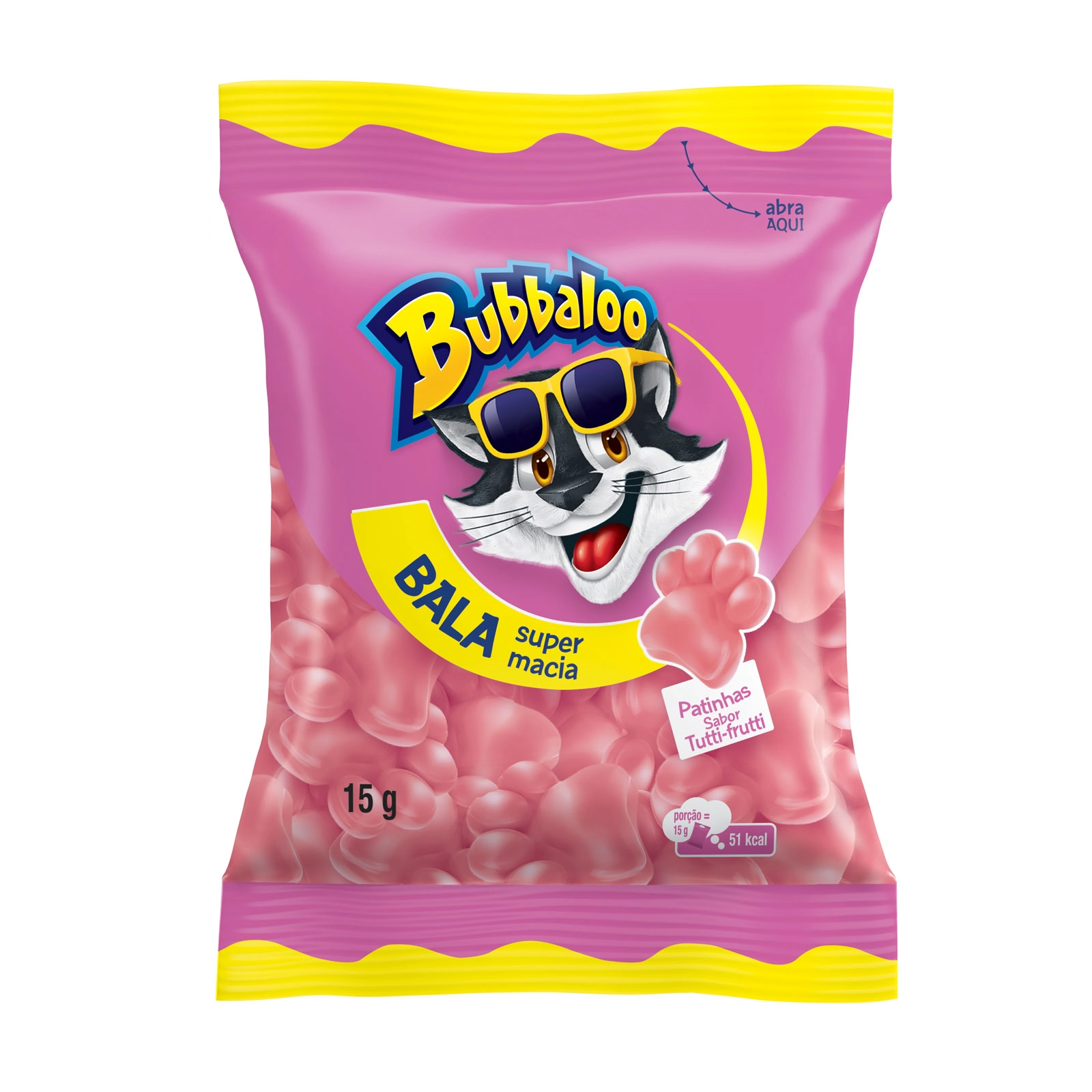 Bala Tutti Frutti Patinhas Bubbaloo Pacote 15g