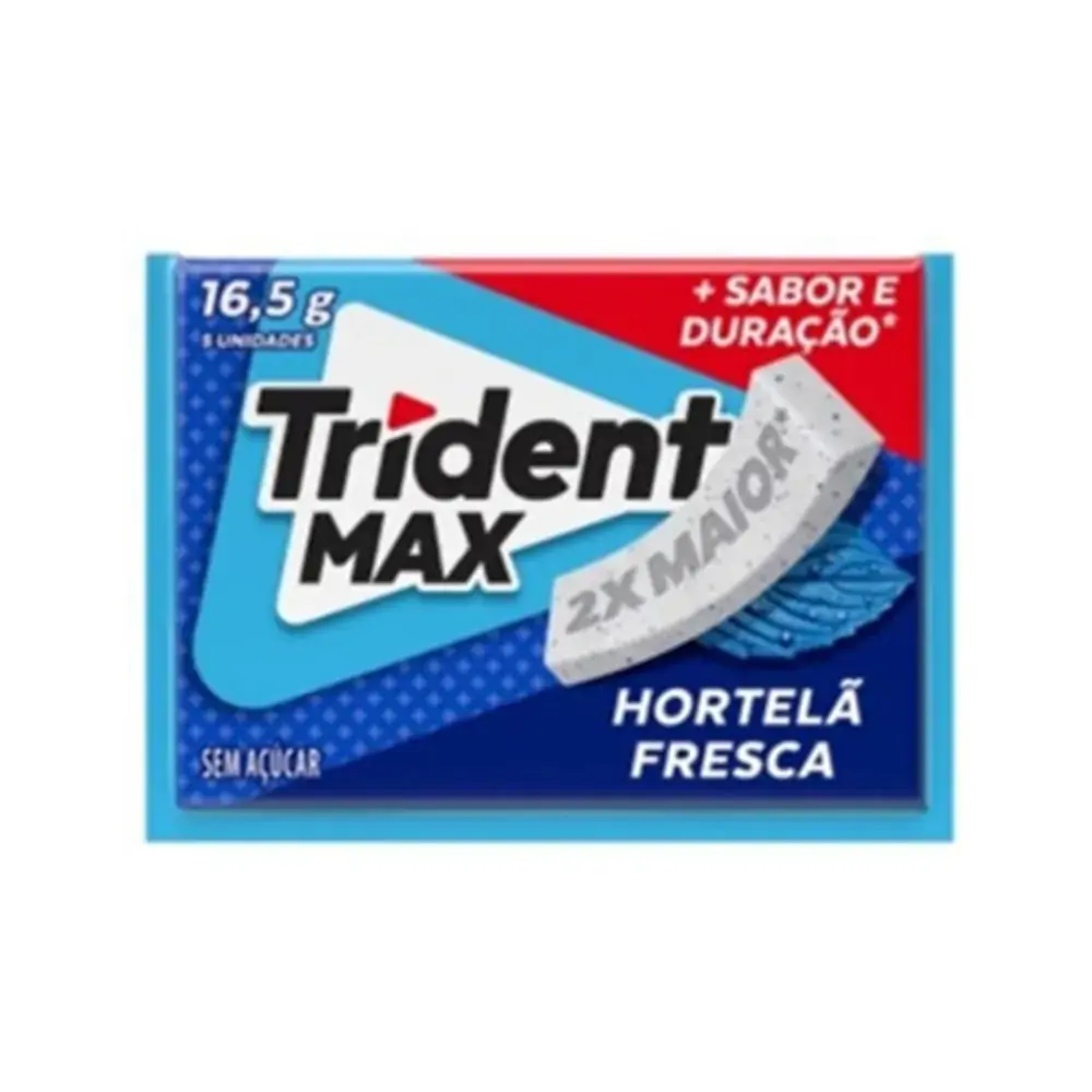Goma De Mascar Hortelã Fresca Zero Açúcar Trident Max Envelope 16,5g 5 Unidades