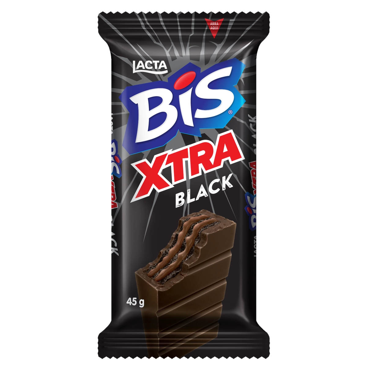 Wafer Recheio E Cobertura Chocolate Lacta Bis Black Xtra Pacote 45g