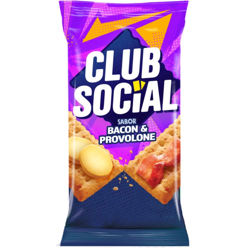 Pack Biscoito Bacon Provolone Club Social Pacote 141g 6 Unidades