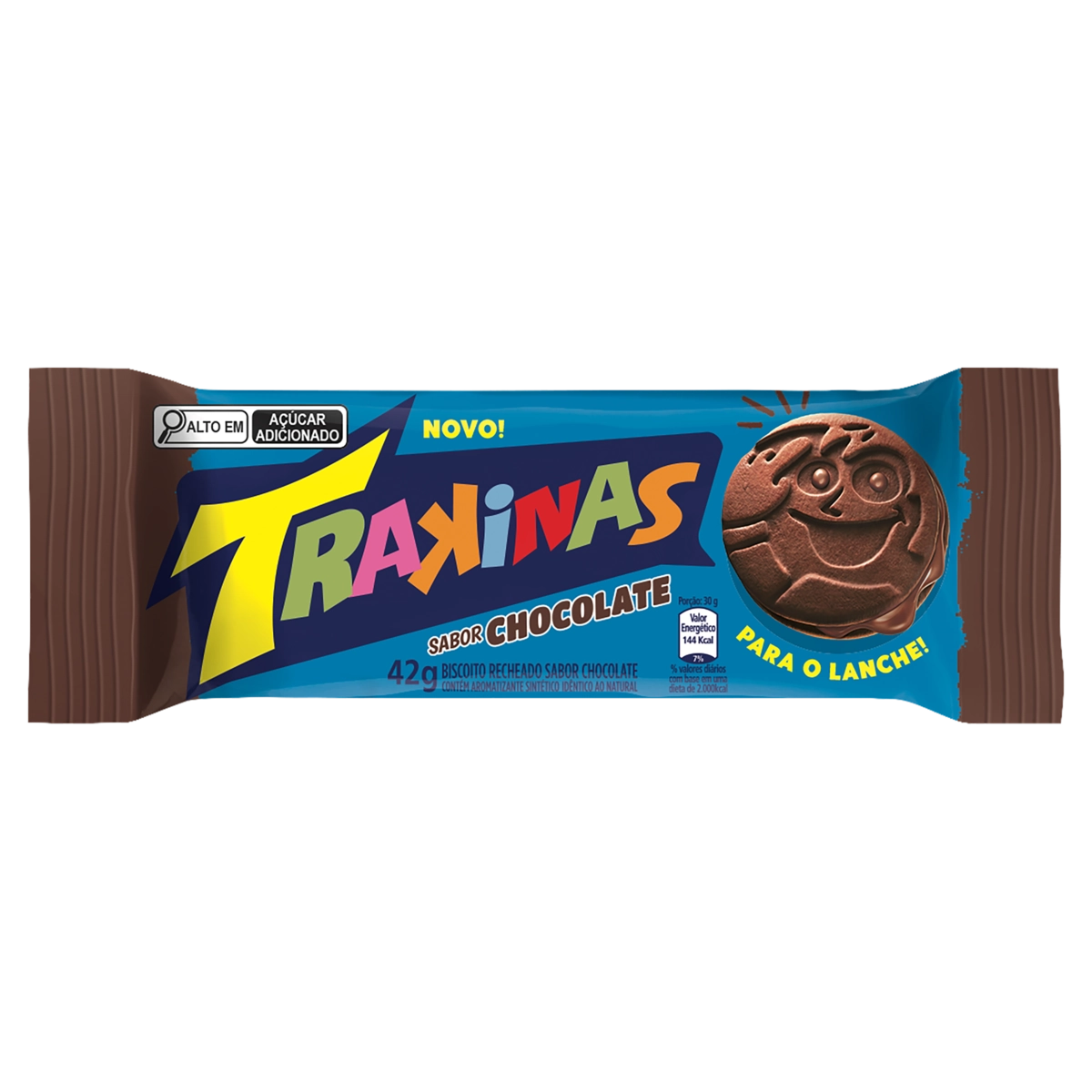 Biscoito Recheio Chocolate Trakinas Pacote 42g