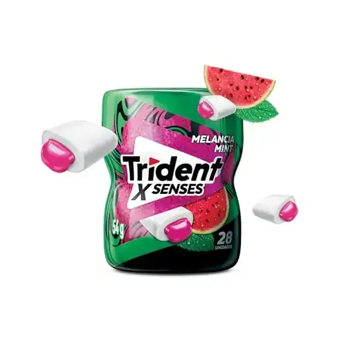 Goma De Mascar Melancia Mint Zero Açúcar Trident X Senses Pote 54g 28 Unidades