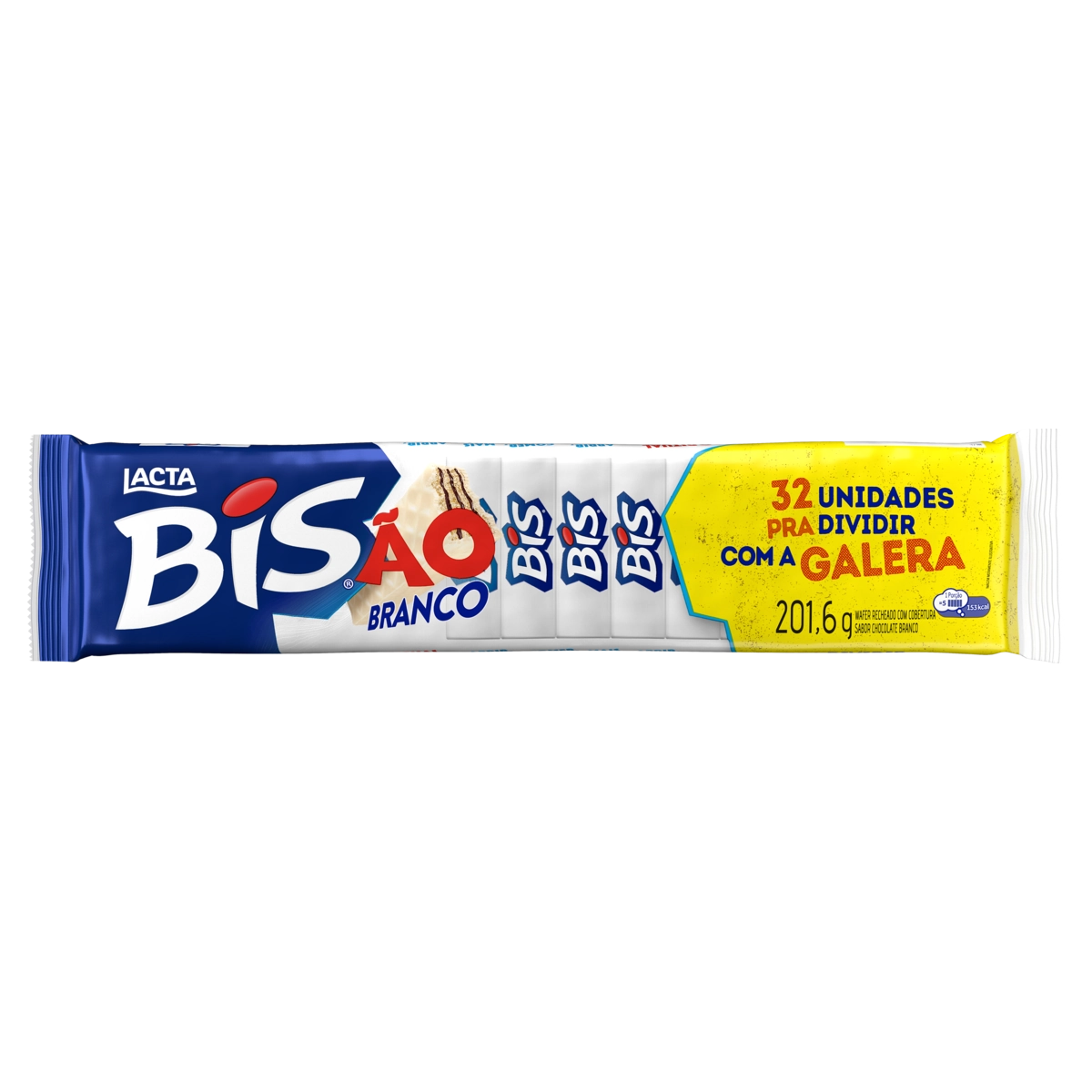 Wafer Cobertura Chocolate Branco Lacta Bisão Pacote 201,6g