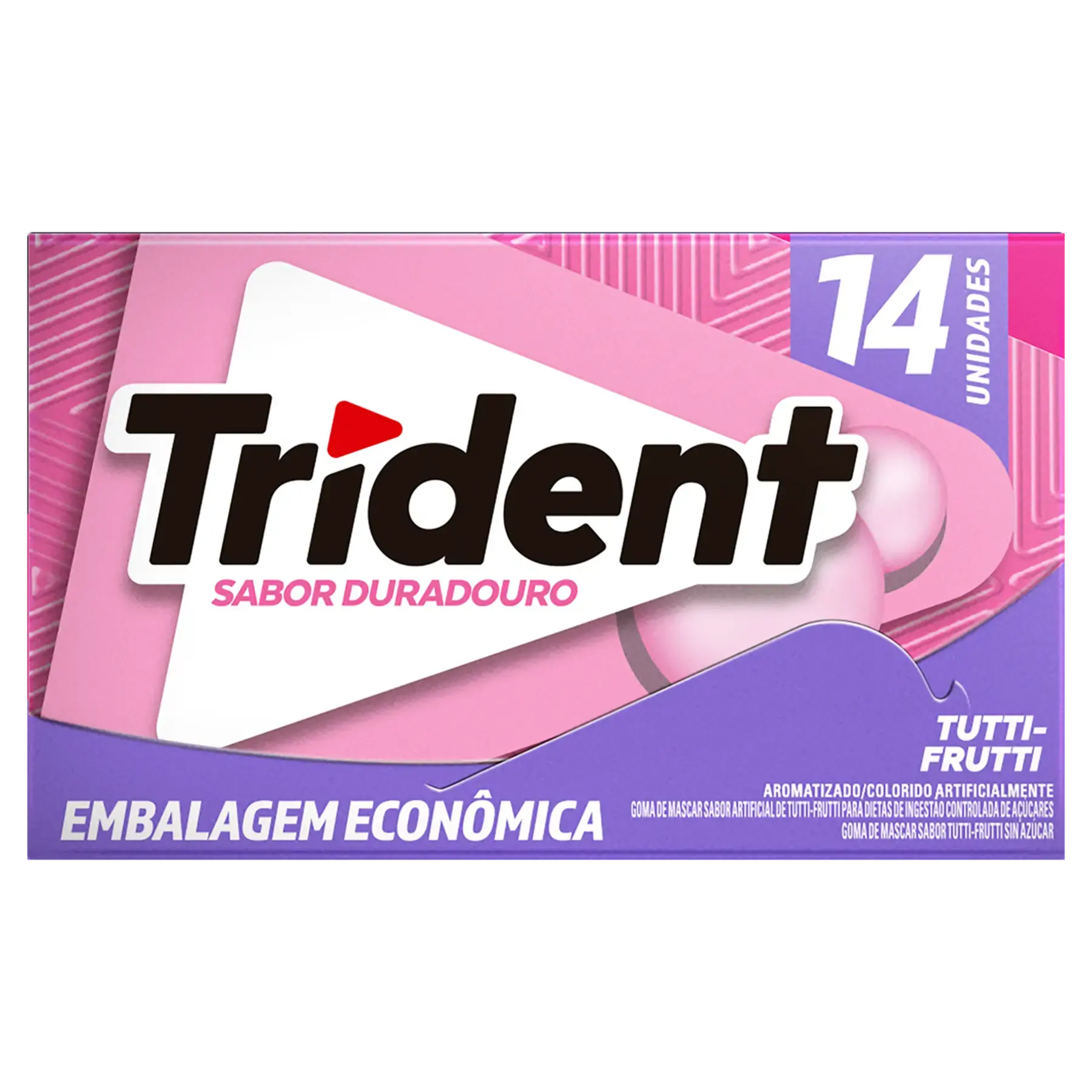 Goma De Mascar Tutti Frutti Zero Açúcar Trident Caixa 25,2g 14 Unidades Embalagem Econômica