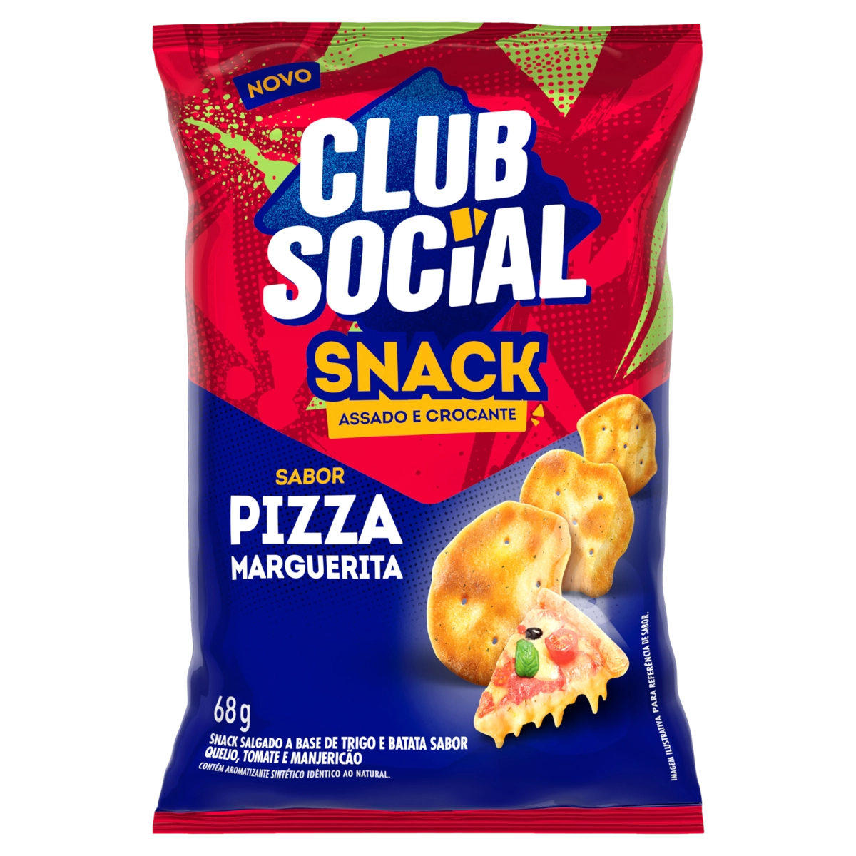 Snack De Trigo E Batata Assado Crocante Pizza Marguerita Club Social Pacote 68g