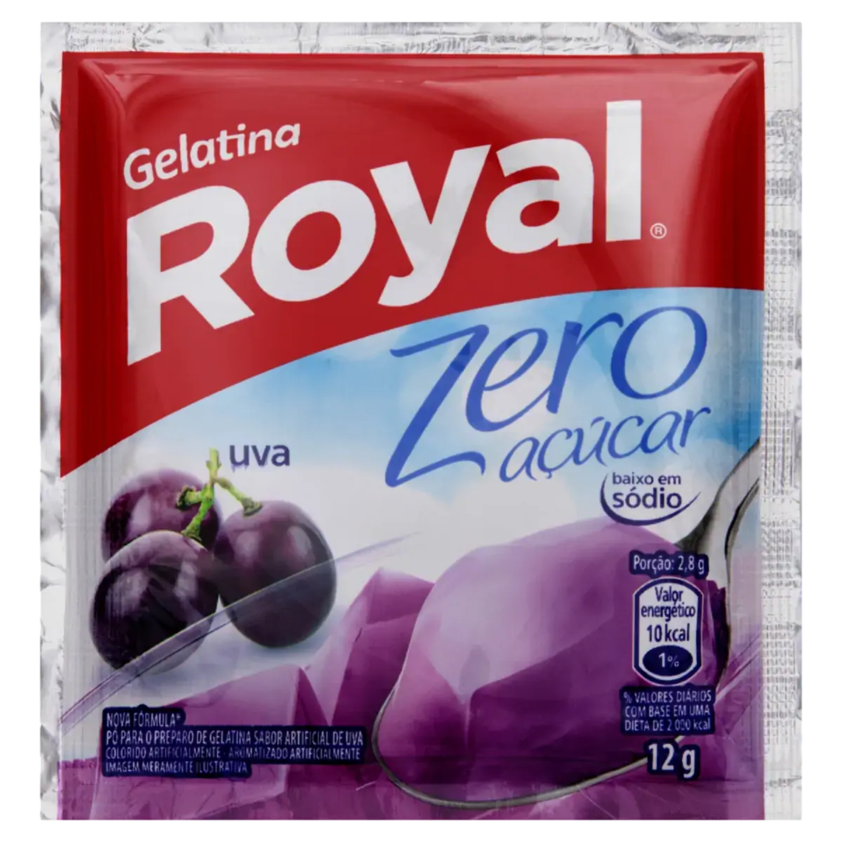 Gelatina Pó Uva Zero Açúcar Royal Pacote 12g