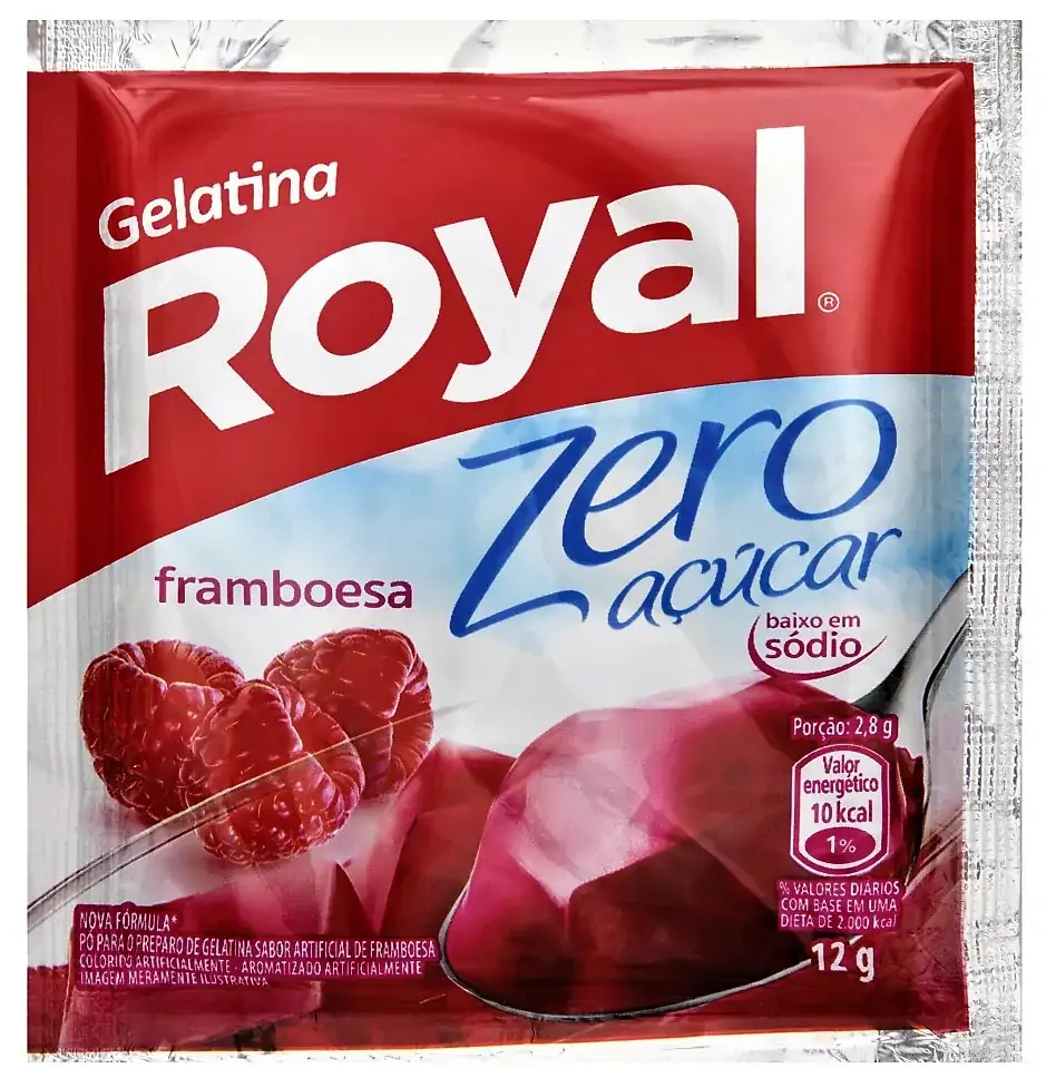 Gelatina Pó Framboesa Zero Açúcar Royal Pacote 12g