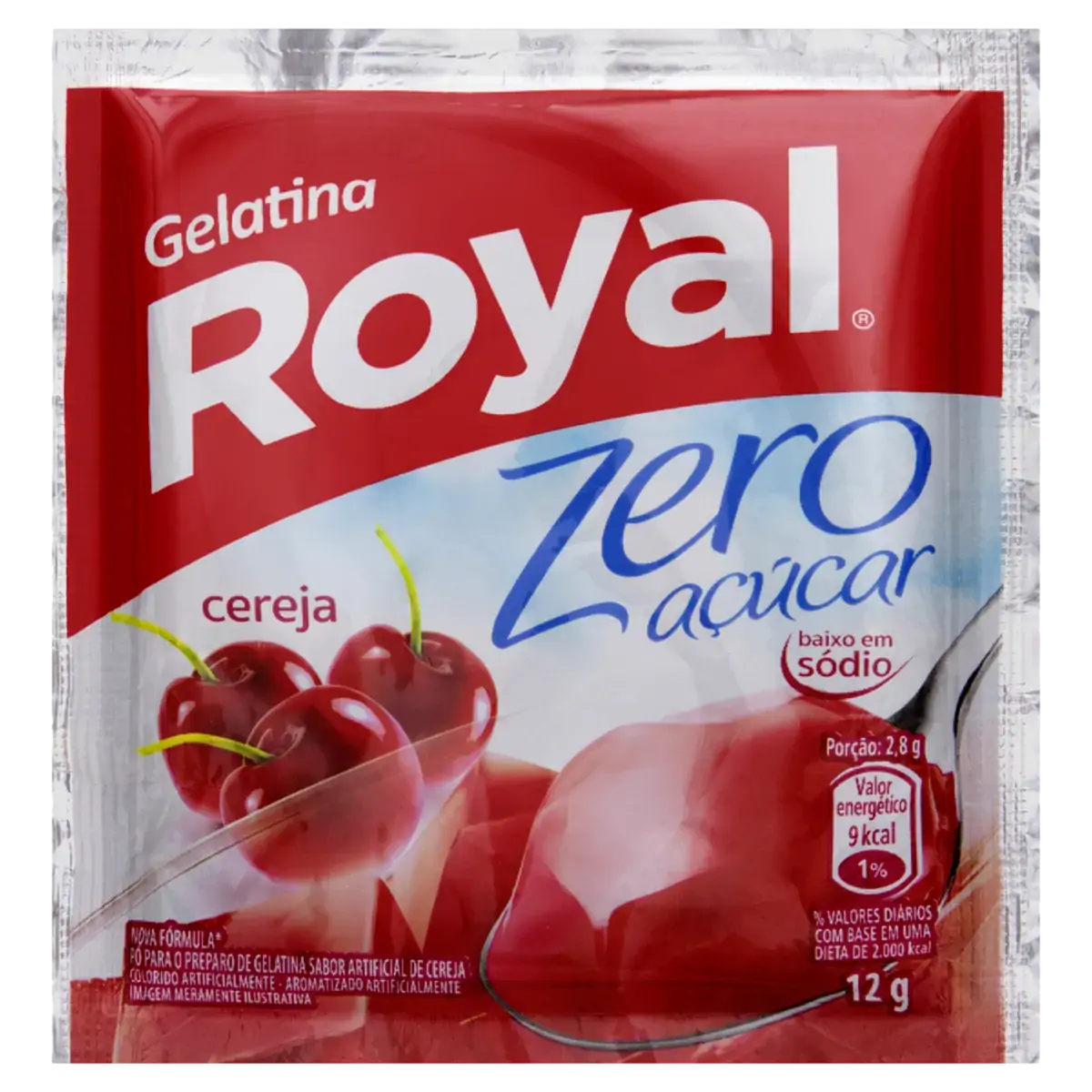 Gelatina Pó Cereja Zero Açúcar Royal Pacote 12g
