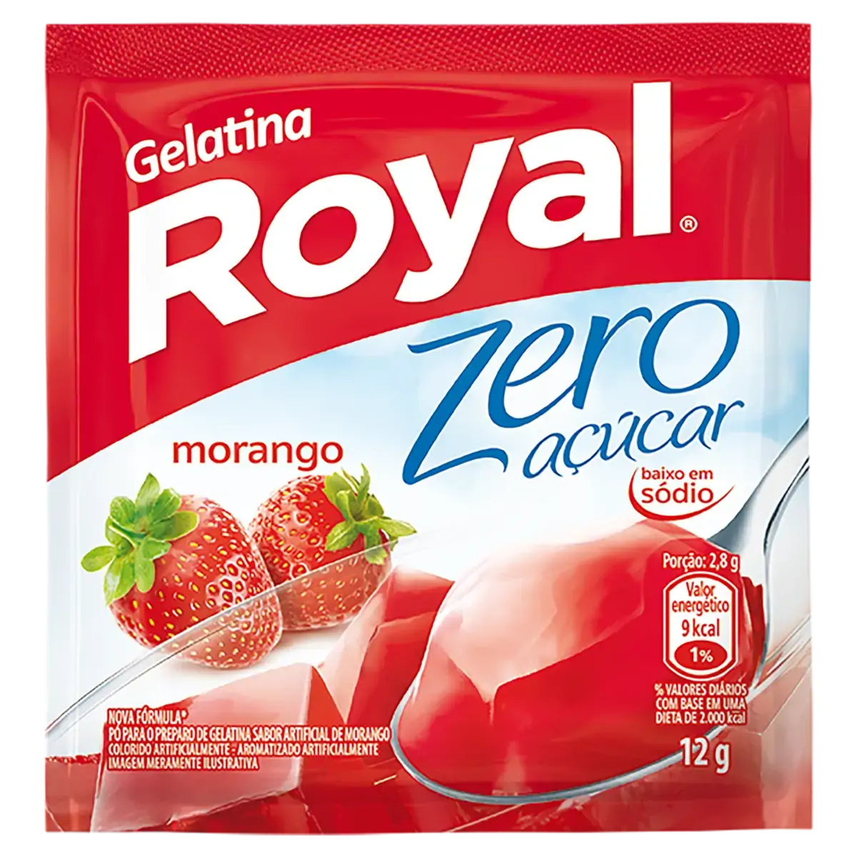 Gelatina Pó Morango Zero Açúcar Royal Pacote 12g