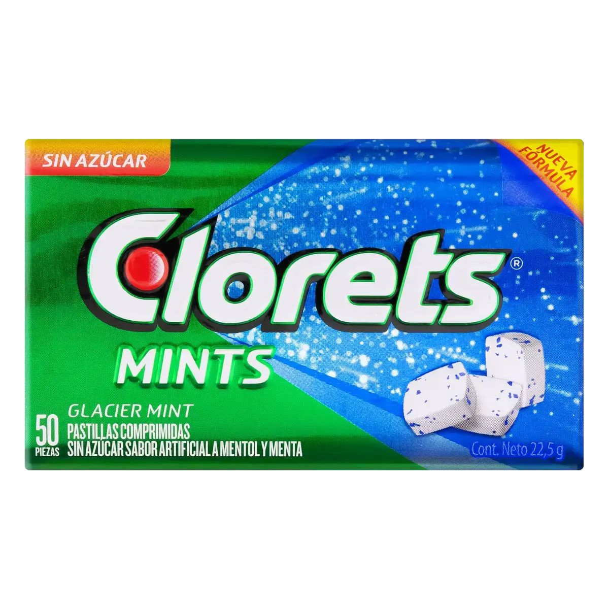 Pastilha Glacier Mint Zero Açúcar Clorets Lata 22,5g 50 Unidades