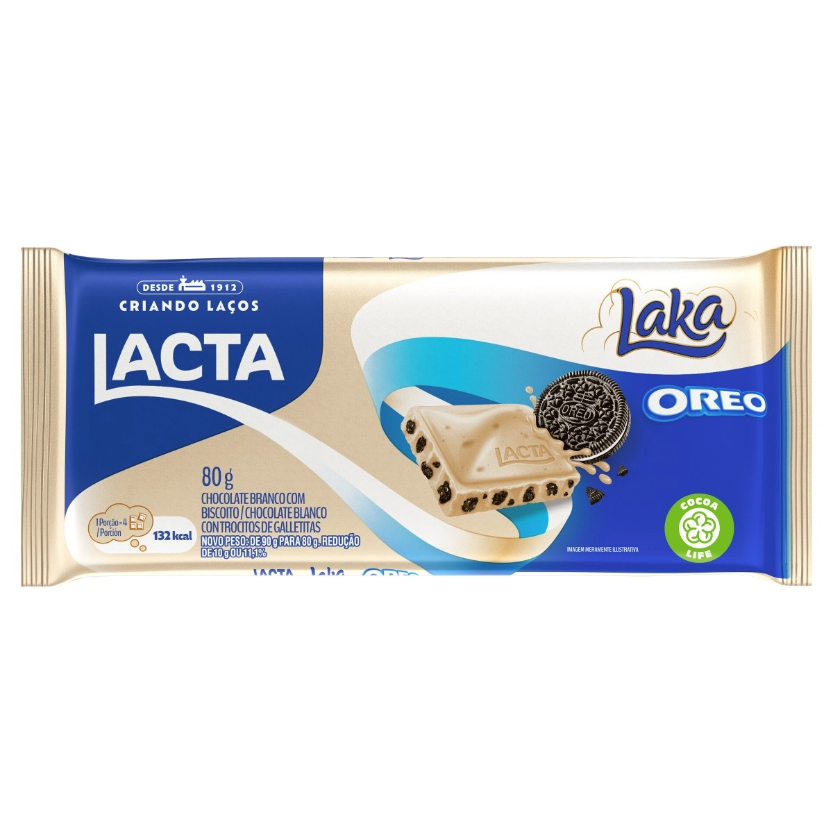 Chocolate Branco Com Biscoito Oreo Lacta Laka Pacote 80g