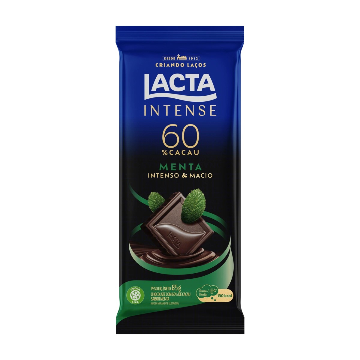 Chocolate 60 Cacau Menta Lacta Intense Pacote 85g