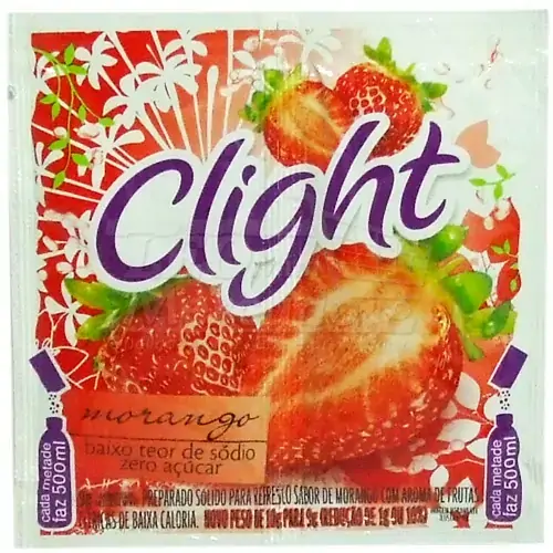Refresco Em Pó Morango Zero Açúcar Clight Pacote 8g