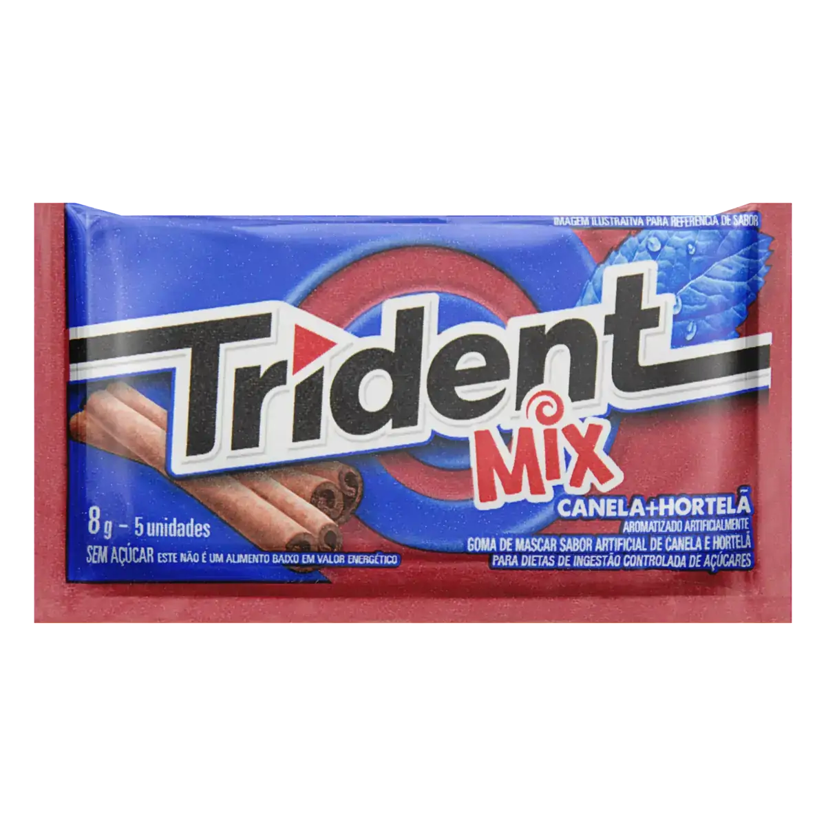 Goma De Mascar Canela E Hortelã Zero Açúcar Trident Mix Envelope 8g 5 Unidades