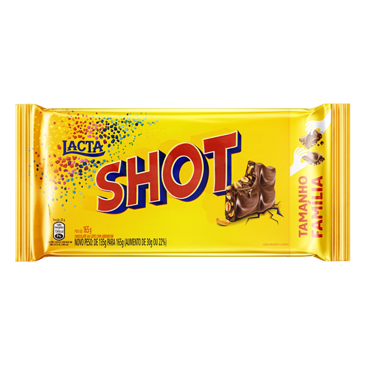 Chocolate Ao Leite Com Amendoim Lacta Shot Pacote 165g Tamanho Família