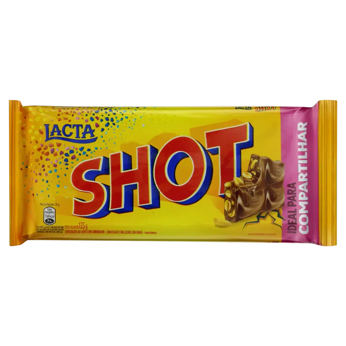 Chocolate Ao Leite Com Amendoim Lacta Shot Pacote 135g