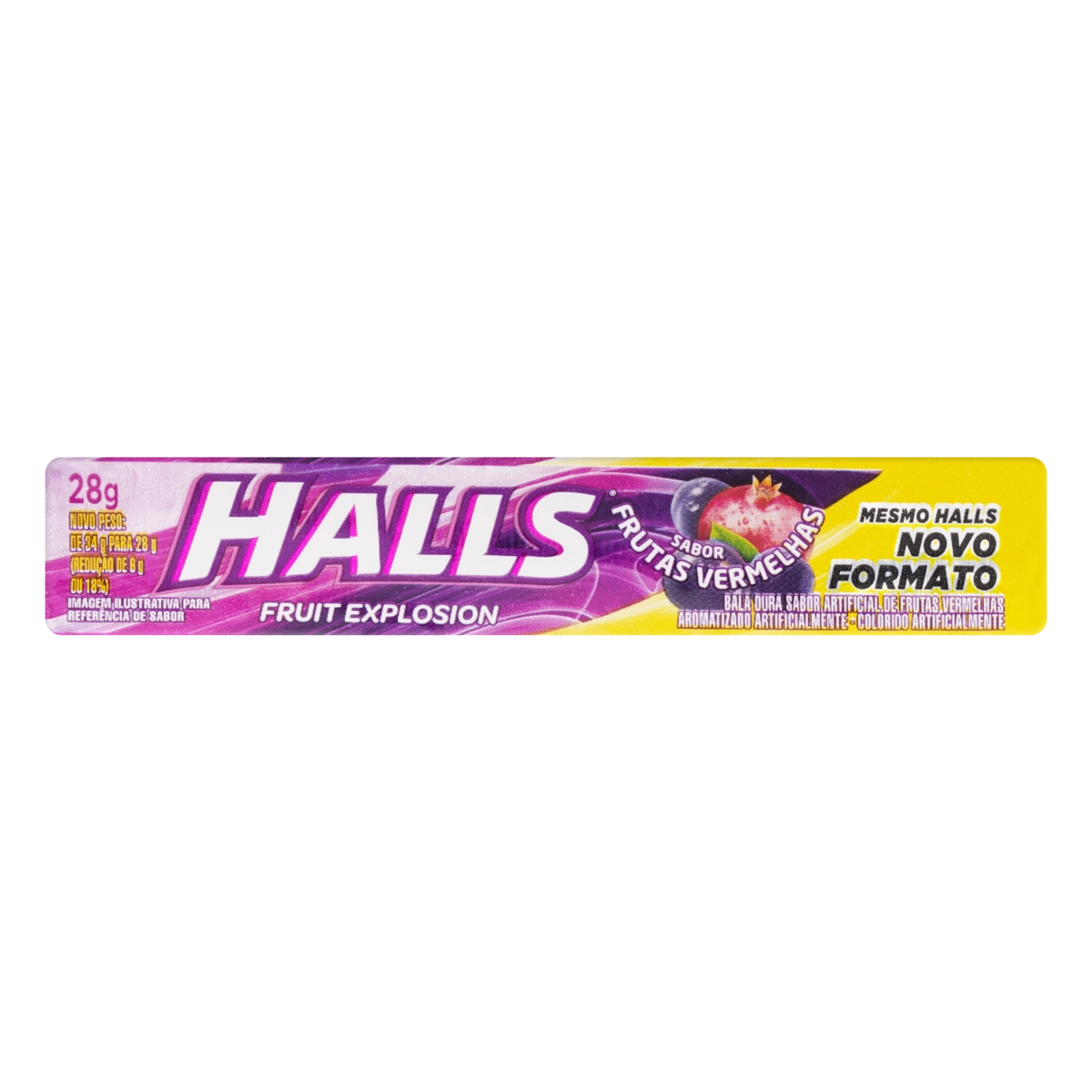 Bala Frutas Vermelhas Halls Fruit Explosion Pacote 28g
