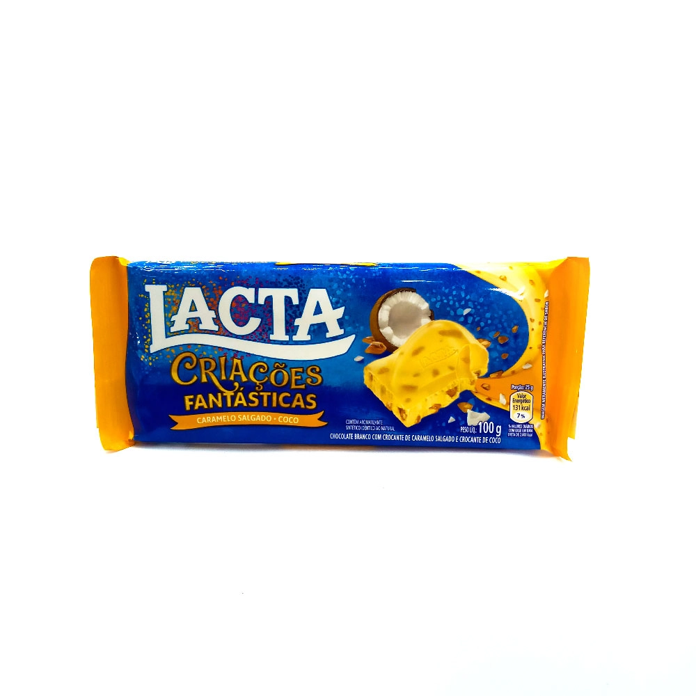 Chocolate Branco Caramelo Salgado E Coco Lacta Criações Fantásticas Pacote 100g