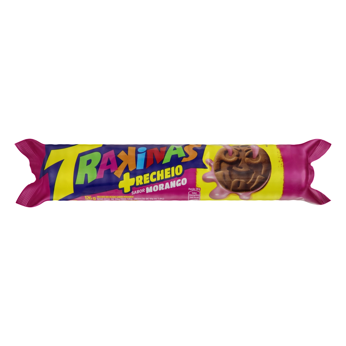 Biscoito Recheio Morango Trakinas Pacote 126g