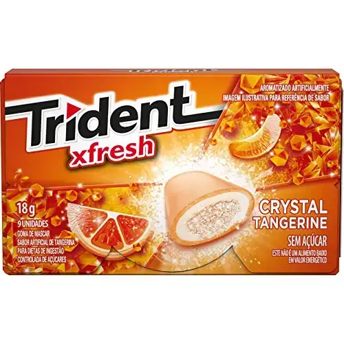 Goma De Mascar Tangerina Zero Açúcar Trident Xfresh Caixa 18g 9 Unidades