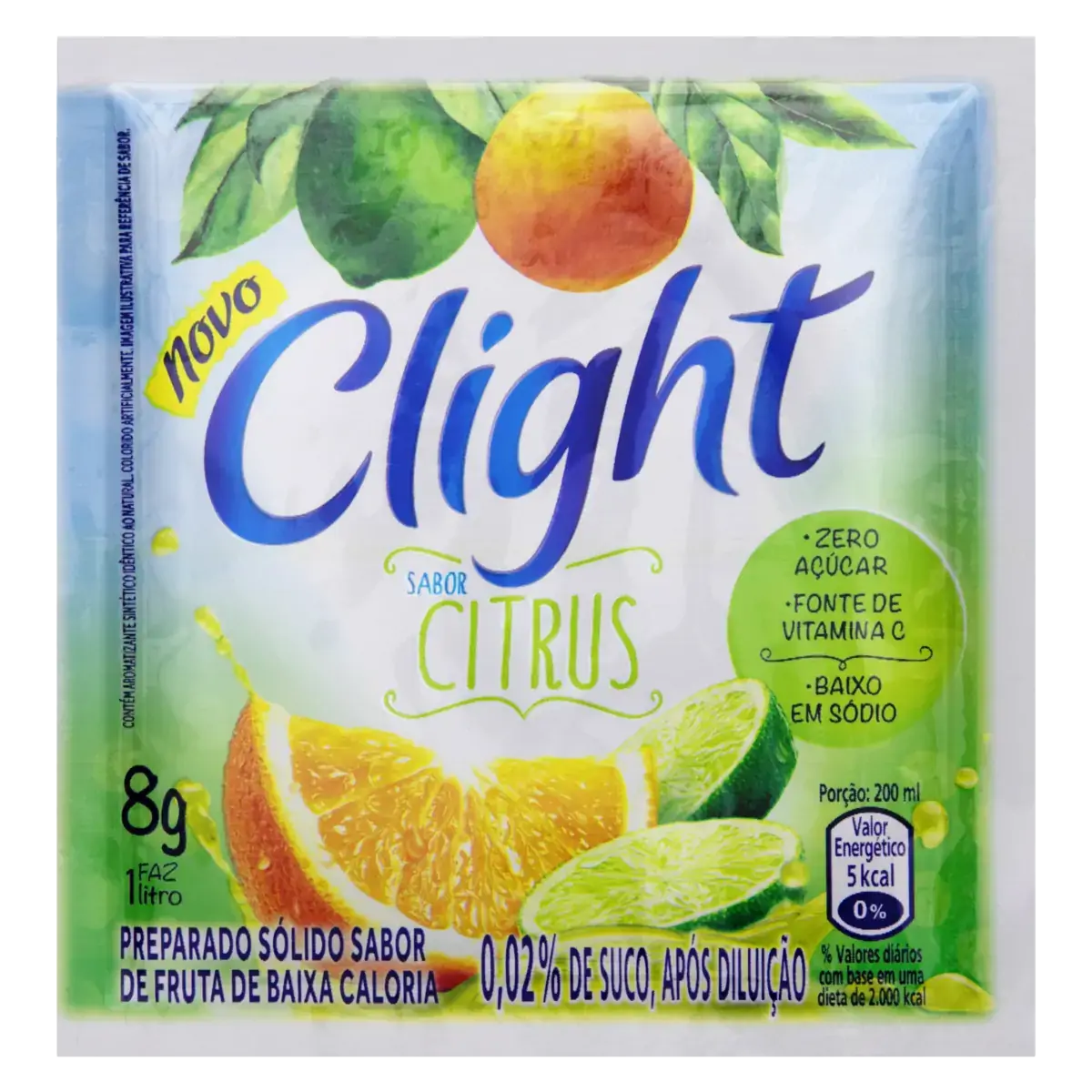 Refresco Em Pó Citrus Zero Açúcar Clight Pacote 8g