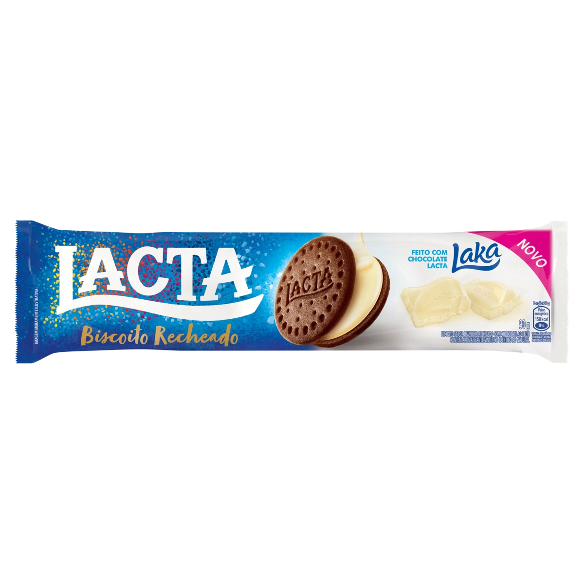 Biscoito Chocolate Recheio Laka Lacta Pacote 90g