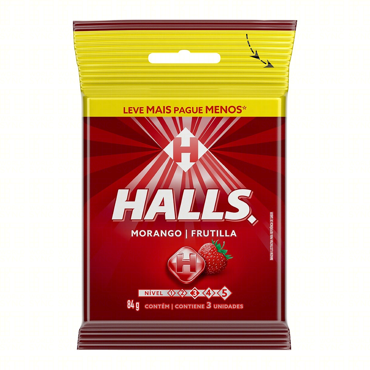 Bala Morango Halls Pacote 84g 3 Unidades Leve Mais Pague Menos